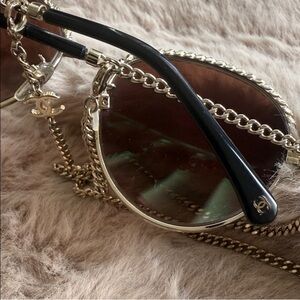 Chanel Pantos CH4242 Light Gold / Brown Gradient Lens Sunglasses with Chain